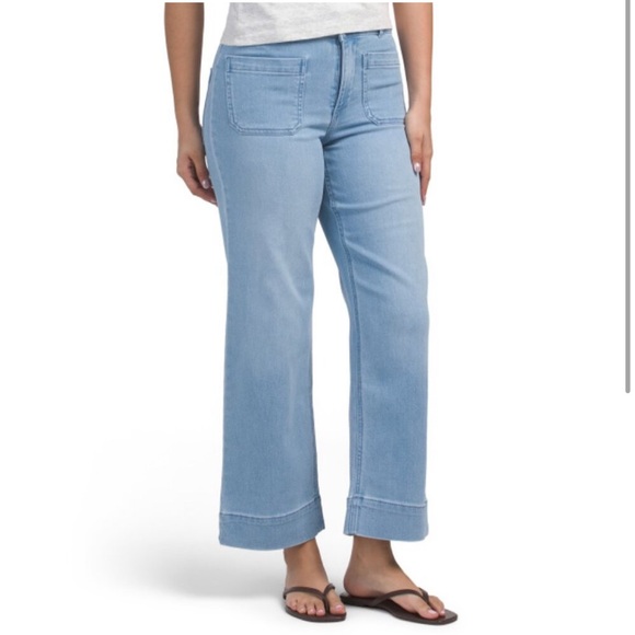 Bagatelle Sea Spray Wide Leg Stretchy Patch Pocket Denim Jeans - Picture 1 of 9